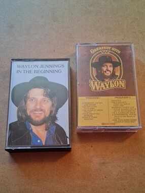Waylon Jennings Cassette Tapes — Black, Blue, Yellow Covers